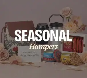A New Year gift hamper with decorative boxes, dry fruits and branded keepsakes